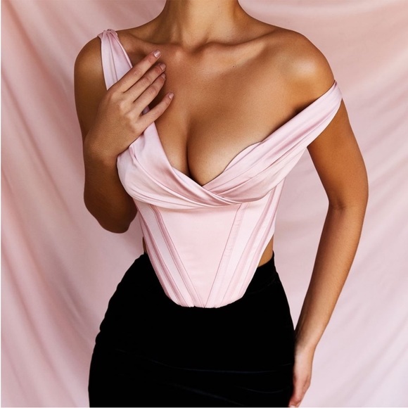 House of CB Tops - HOUSE OF CB 'Giuseppina' Blush Satin Bustier Corset NWOT